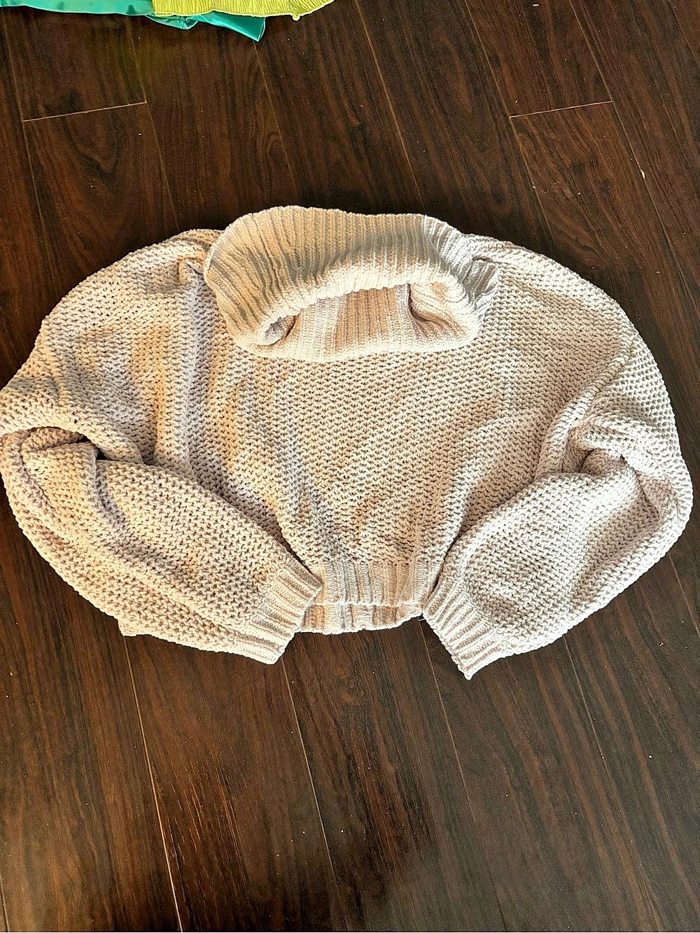 Garage Turtle kneck Cable Sweater baby pink Medium